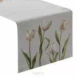 Bieżnik gobelinowy 45x140 4041 popielaty zdobiony wzorem tulipanów - 4