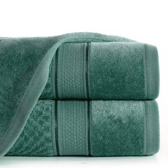 Ręcznik bawełniany 50x90 JESSI ciemna zieleń z fakturą krateczki i gładką welurową bordiurą