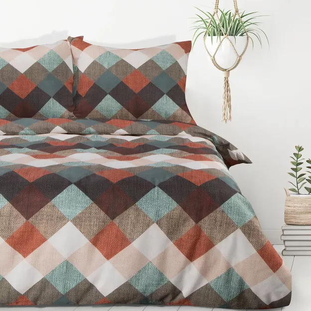 Pościel z mikrowłókna 220x200 ALEXA kolorowa z wzorem geometrycznym w romby z kolekcji Design 91