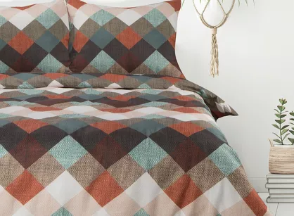 Pościel z mikrowłókna 220x200 ALEXA kolorowa z wzorem geometrycznym w romby z kolekcji Design 91