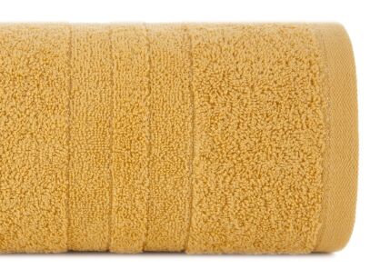 Ręcznik bawełniany 50x90 GALA musztardowy zdobiony bordiurą z błyszczącą nicią