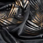 Zasłona na przelotkach 140x250 GLORIA 2 welwetowa czarna z szampańskim nadrukiem liści - 9