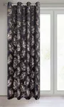 Zasłona na przelotkach 140x250 GLORIA 2 welwetowa czarna z szampańskim nadrukiem liści - 6