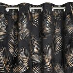 Zasłona na przelotkach 140x250 GLORIA 2 welwetowa czarna z szampańskim nadrukiem liści - 4
