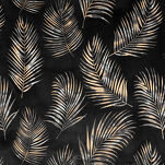 Zasłona na przelotkach 140x250 GLORIA 2 welwetowa czarna z szampańskim nadrukiem liści - 2