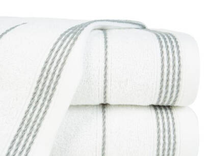Ręcznik bawełniany 30x50 MIRA biały zdobiony bordiurą w pasy