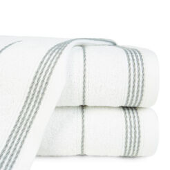Ręcznik bawełniany 30x50 MIRA biały zdobiony bordiurą w pasy