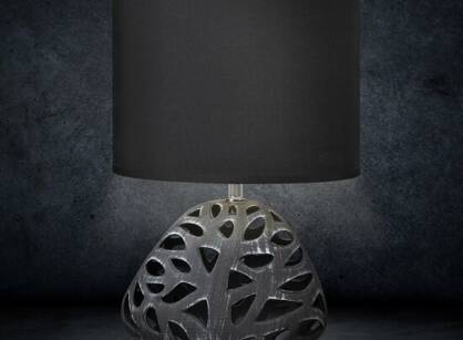 Lampa stołowa 25x16x40 DAKOTA 1 czarna z abażurem z matowej tkaniny