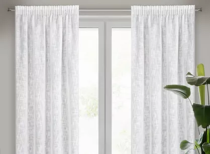 Zasłona na taśmie 140x270 LIREN biała w stylu eko