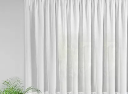 Firana na taśmie 300x150 ELENA biała z etaminy z aplikacją z gipiury