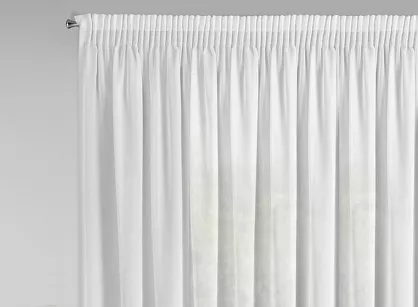 Firana na taśmie 300x150 ELENA biała z etaminy z aplikacją z gipiury