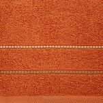 Ręcznik 70x140 SUZI pomarańczowy z kontrastującą stebnowaną bordiurą w delikatne paseczki 500 g/m2 - 2