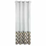 Zasłona gotowa na przelotkach 140x250 GINA welwetowa srebrna z nadrukiem wachlarzy Design 91 - 10