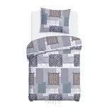 Pościel flanelowa 140x200 31511/2 szara patchworkowy wzór - 4