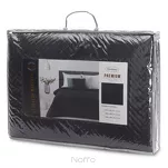 Narzuta jednokolorowa 200x220 LEN 3 grafitowa pikowana w gęstą jodełkę imitująca len - 2