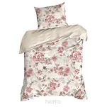 Pościel satynowa 160x200 SPRING 42 beżowa w pudrowy wzór kwiatów - 5