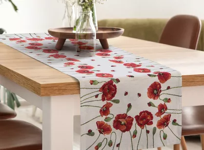 Bieżnik gobelinowy 40x100 1064 naturalny z nadrukiem maków