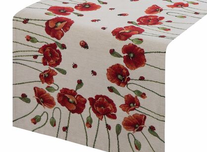 Bieżnik gobelinowy 40x100 1064 naturalny z nadrukiem maków