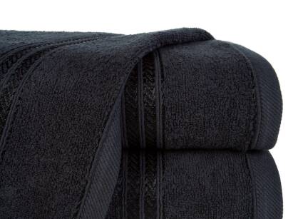Ręcznik bawełniany 50x90 LORI czarny z delikatną bordiurą z błyszczącą nicią 