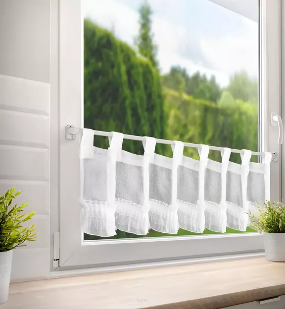 Zazdrostka na szelkach 150x30 MARY biała gładka z aplikacją z perełek