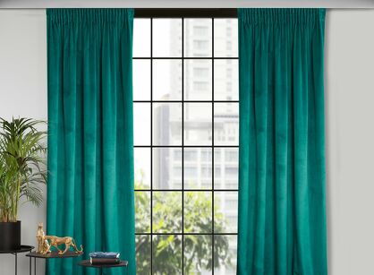 Zasłona na taśmie 140x270 ROSA welwetowa ciemny turkus Design 91