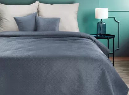 Narzuta welwetowa 200x220 LUIZ 5 grafitowa w geometryczny wzór