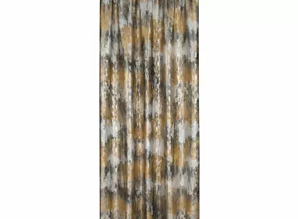 Zasłona gotowa na taśmie 140x270 TINA welwetowa musztardowa z szampańskim nadrukiem