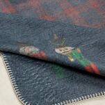 Koc świąteczny 200x220 PETER granatowy bawełniany w bordową kratę ze świątecznym motywem dziadka do orzechów - 5