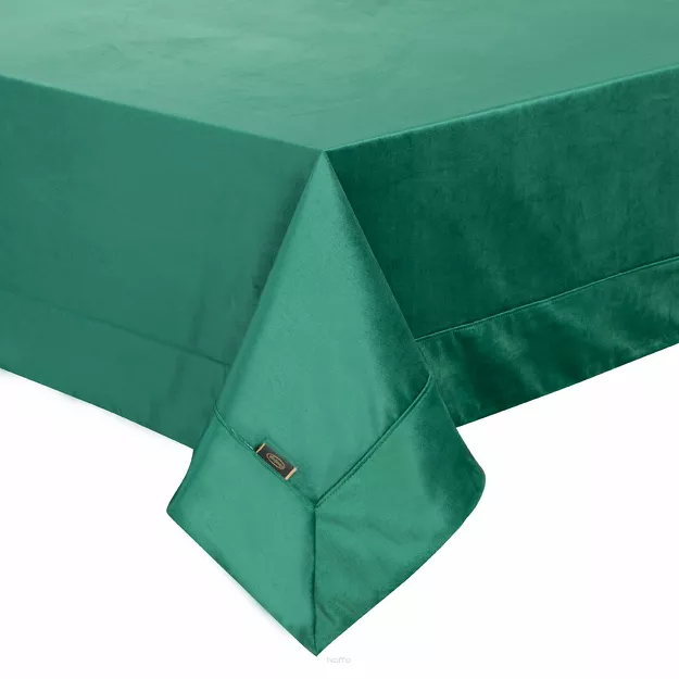 Obrus welwetowy 145x180 VELVET ciemna zieleń wykończony mankietem