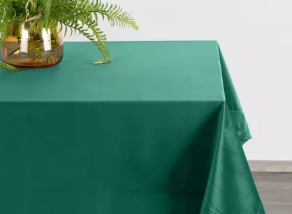 Obrus welwetowy 145x180 VELVET ciemna zieleń wykończony mankietem