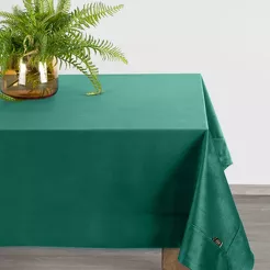 Obrus welwetowy 145x180 VELVET ciemna zieleń wykończony mankietem
