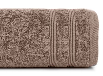 Ręcznik bawełniany 30x50 ALINE brązowy z wypukłą tkaną bordiurą
