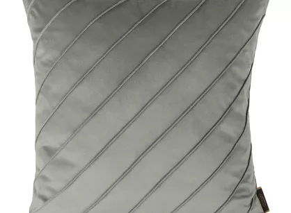 Poszewka welwetowa 45x45 NALA 3 srebrna przeszywana w geometryczny wzór pasów