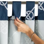 Zasłona na taras 155x200 GARDEN 14 granatowa na szelkach zapinanymi na rzepy wodoodporna styl morski - 10