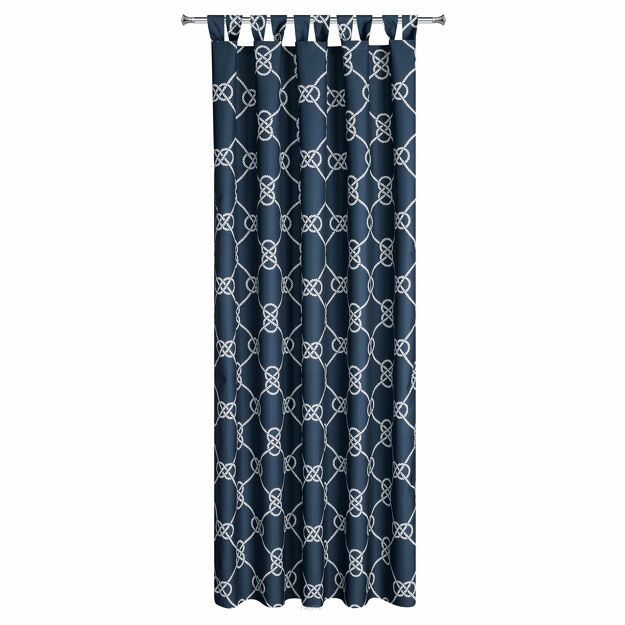 Zasłona na taras 155x200 GARDEN 14 granatowa na szelkach zapinanymi na rzepy wodoodporna styl morski