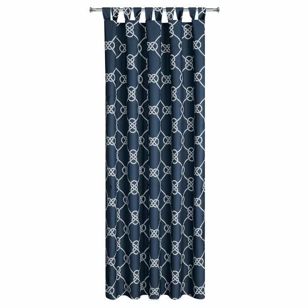 Zasłona na taras 155x200 GARDEN 14 granatowa na szelkach zapinanymi na rzepy wodoodporna styl morski