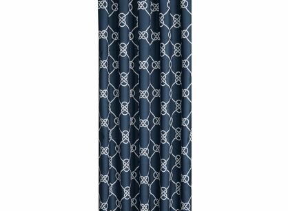 Zasłona na taras 155x200 GARDEN 14 granatowa na szelkach zapinanymi na rzepy wodoodporna styl morski