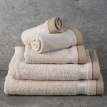 Ręcznik 50x90 ABBIE beżowy z żakardową błyszczącą bordiurą w pasy z delikatną krateczką 500 g/m2 - 5