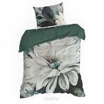 Pościel z makosatyny 160x200 LINDA ciemna zieleń wzór kwiatowy z kolekcji Premium - 5