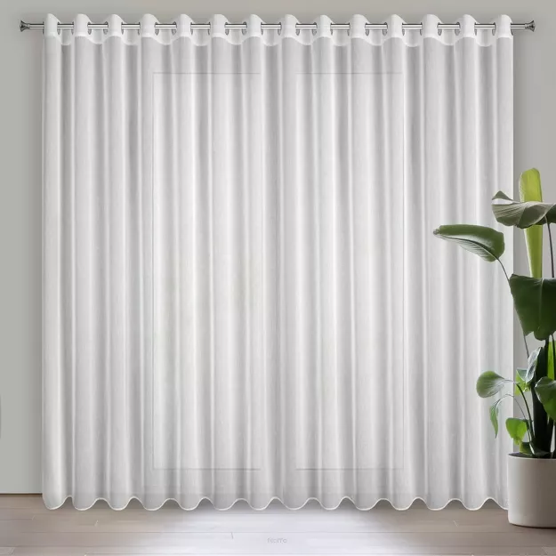 Firana na przelotkach 300x250 SONIA biała o strukturze delikatnego deszczyku