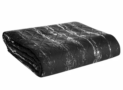 Narzuta z mikrofibry 170x210 BLINK 1 czarna pikowana ze srebrnym przecieranym wzorem Design 91