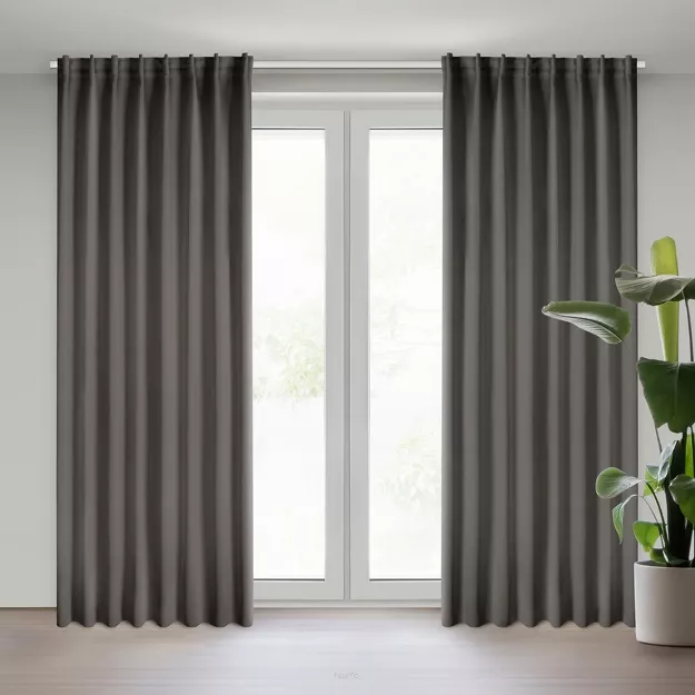 Zasłona na taśmie flex 140x300 MILAN zaciemniająca jednokolorowa grafitowa