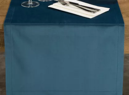 Bieżnik welwetowy 40x140 VELVET granatowy wykończony mankietem