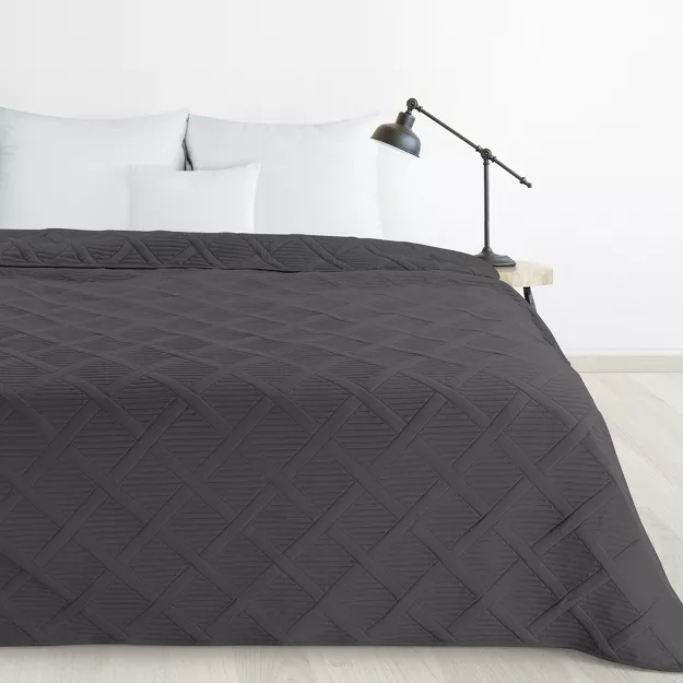 Narzuta 220x240 ALARA 5 stalowa pikowana z mikrofibry wzór rombów