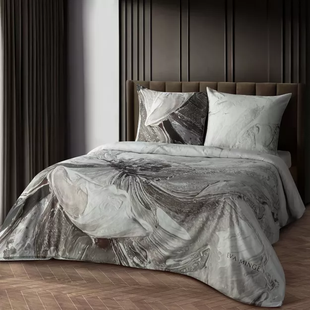 Pościel z makosatyny 160x200 AMAYA Eva Minge jasny brąz szara designerski wzór Premium