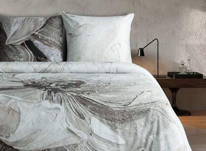 Pościel z makosatyny 160x200 AMAYA Eva Minge jasny brąz szara designerski wzór Premium
