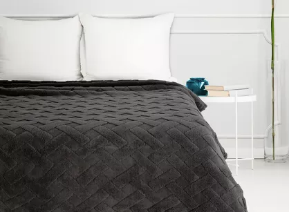 Koc 170x210 CARO stalowy puszysty typu flano z wytłaczanym wzorem Design 91
