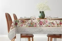 Nakładka gobelinowa 100x100 1175 srebrna z wzorem kwiatowym - 4