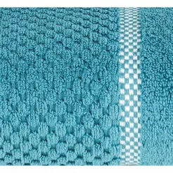 Ręcznik bawełniany 50x90 CALEB ciemny turkus o delikatnym wzorze krateczki i kontrastową bordiurą