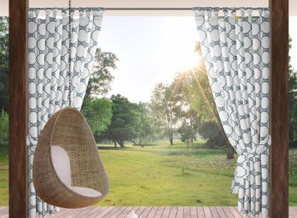 Zasłona na taras 155x240 GARDEN 16 biała na szelkach zapinanymi na rzepy wodoodporna styl morski